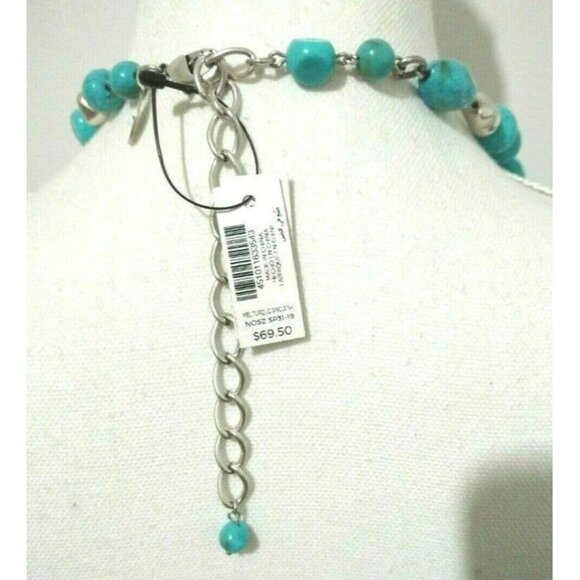 Chico's Boho Statement Necklace 36" Chunky Faux Turquoise Stone Tribal Bold - Picture 3 of 4